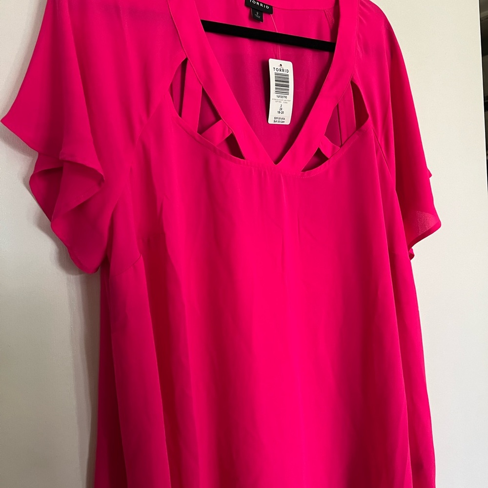 Torrid Pink Cut-out Blouse